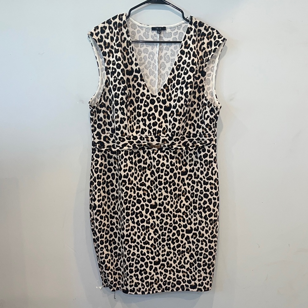 Iris Black and Cream Sleeveless Leopard Print Dress Baddie Women’s Size 2XL NWOT